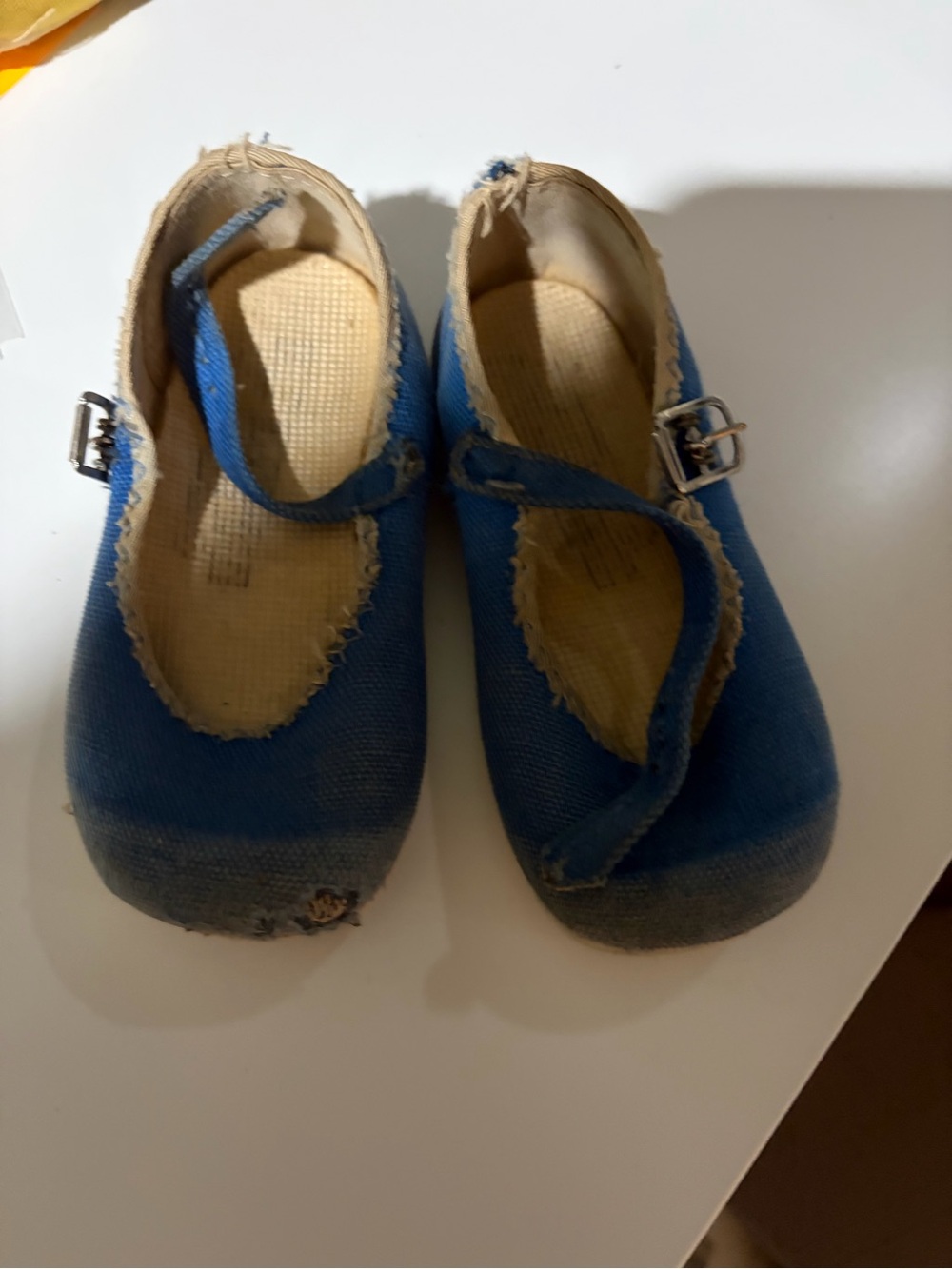 Kids Blue Mary Jane Canvas Shoes - Classic Strap Style